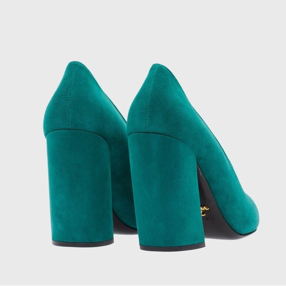 Prada teal turquoise green suede block heel pumps - IT 40 (US 9) - Picture 4 of 10